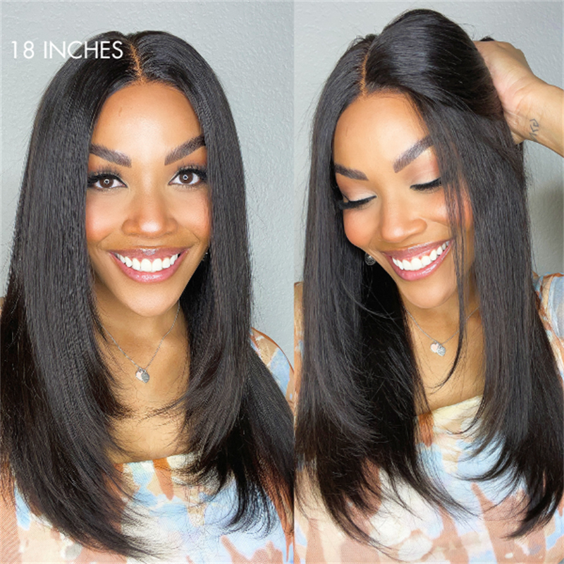 Rose Hair Stylish Layered Cut Straight 5x5 Lace Closure Wig Human Hair Wig