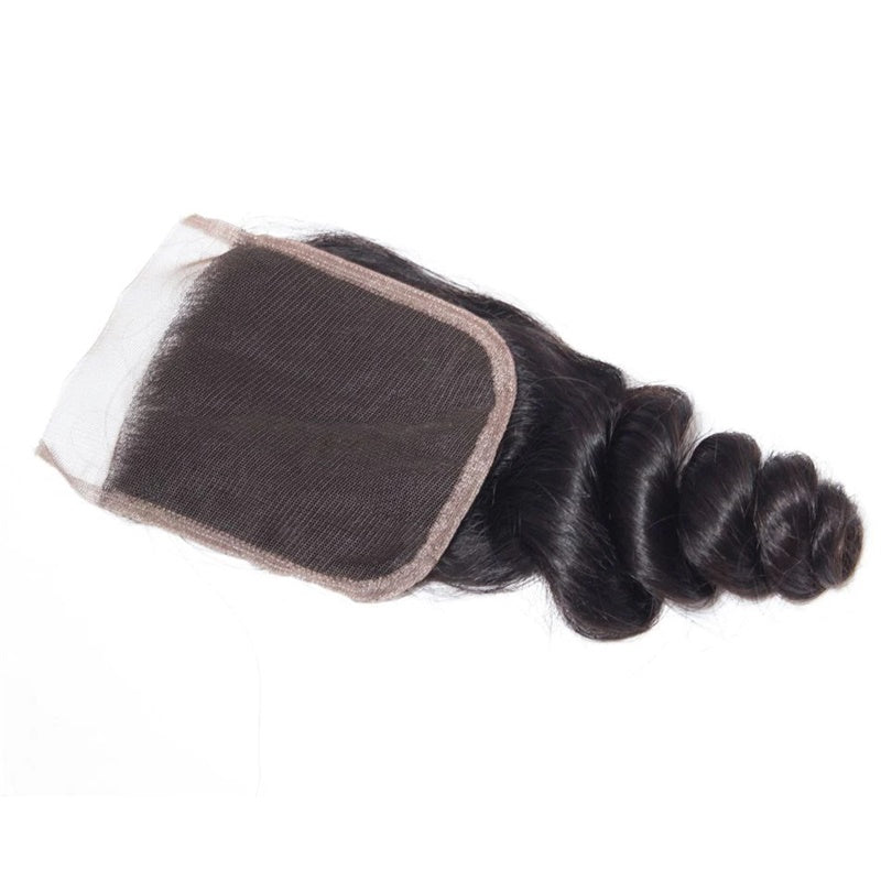 Rose Hair 1Pcs Loose Wave 4x4 Lace Closure Brazilian Virgin Hair