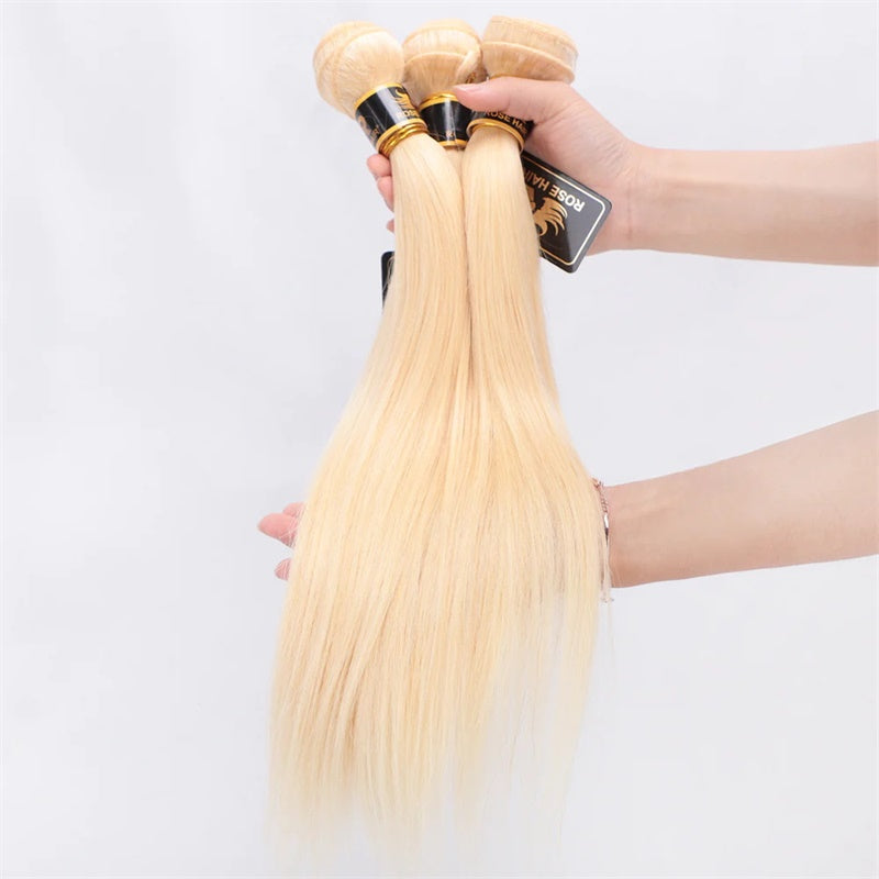 Rose Hair Blonde 613 Color 10A Grade 1 Bundle Straight Hair Brazilian Virgin Hair Bundles