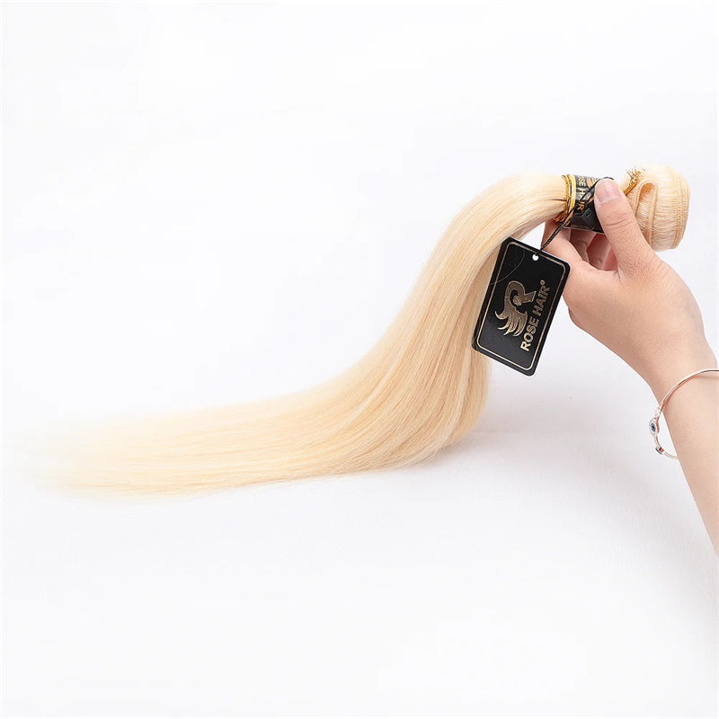 Rose Hair Blonde 613 Color 10A Grade 1 Bundle Straight Hair Brazilian Virgin Hair Bundles