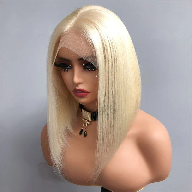 Rose Hair Blonde 613 Color Straight Hair 13x4 lace Front Bob Wig Human Hair Wig