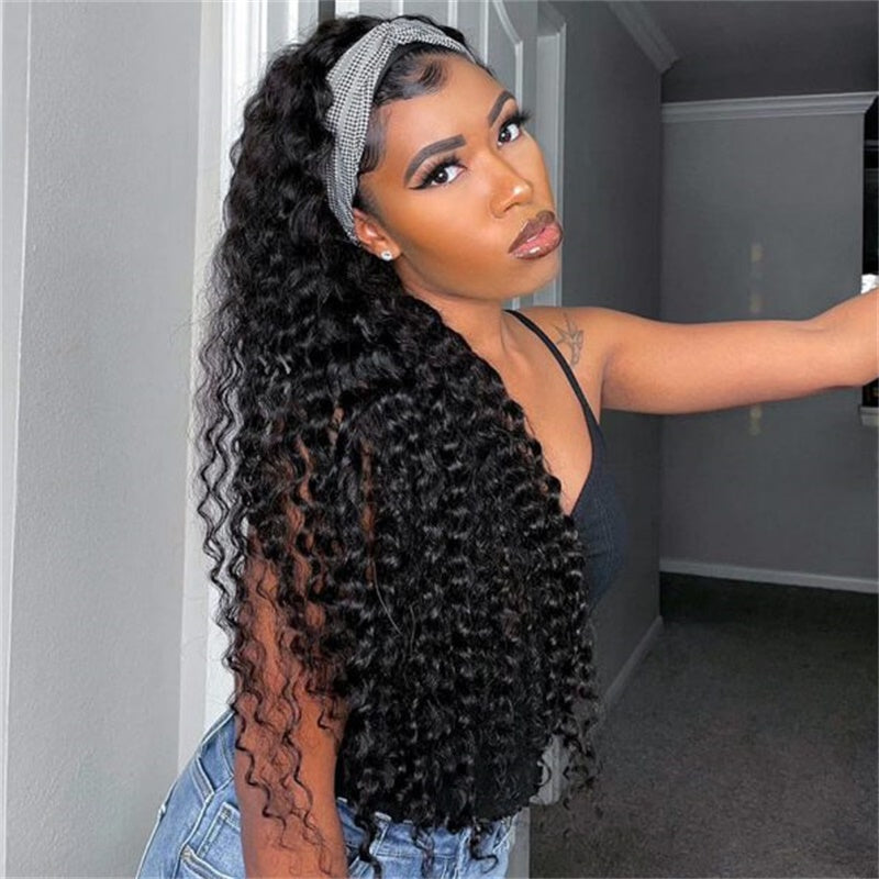 Rose Hair Deep Wave Headband Wig Human Hair Wig