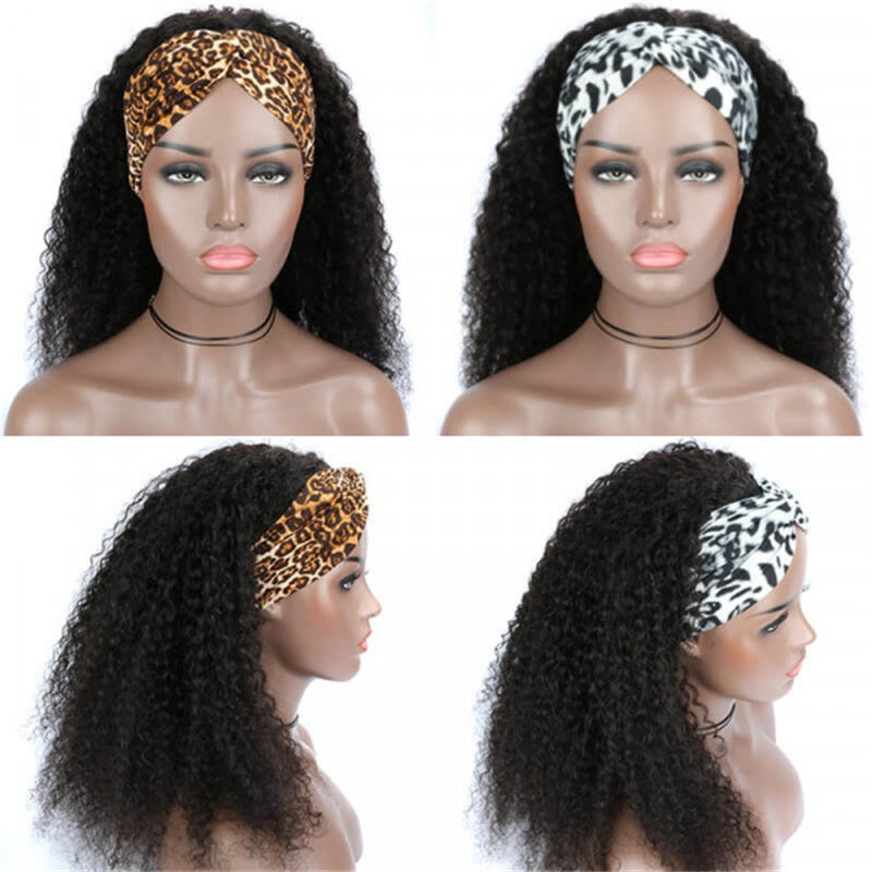Rose Hair Kinky Curly Headband Wig Human Hair Wig