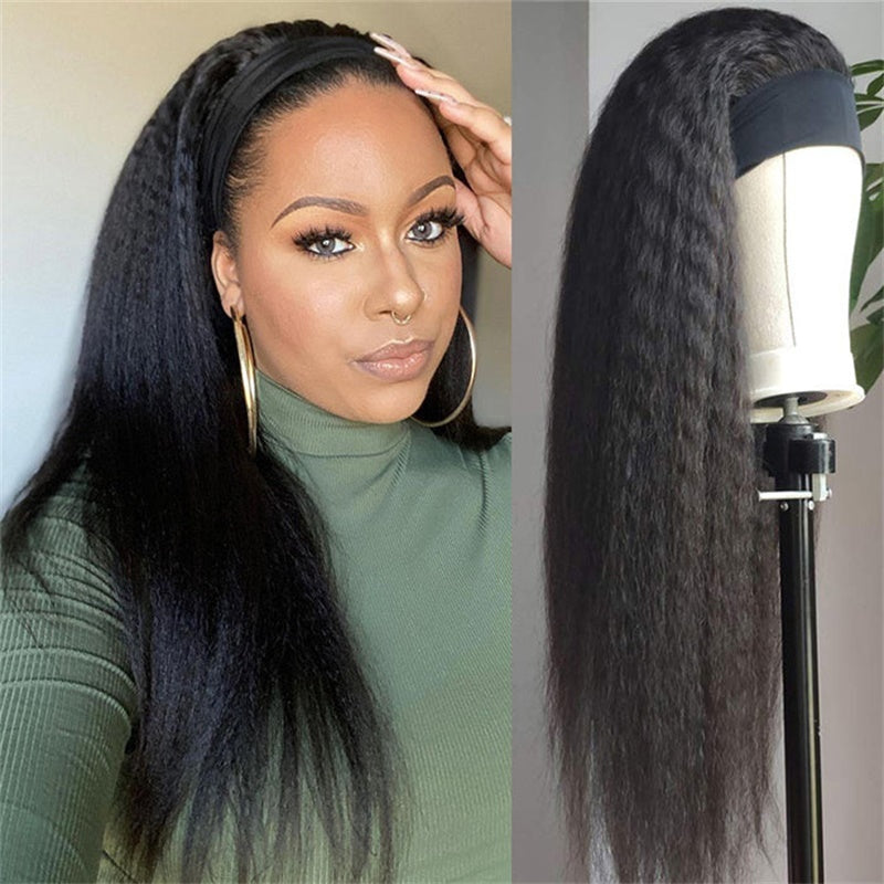 Rose Hair Kinky Straight Headband Wig Human Hair Wig