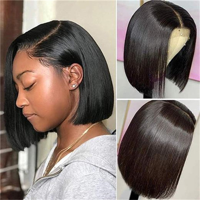 Rose Hair Straight Hair 4x4 Lace Closure Bob Wig Human Hair Wig