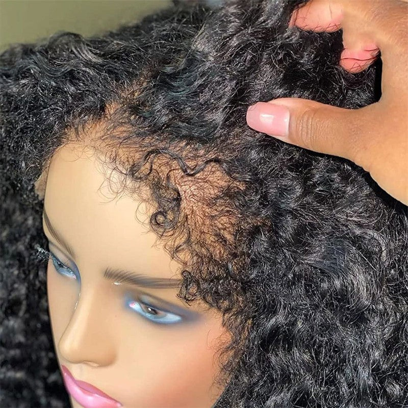 Rose Hair 4C Edges Lace Wig Deep Curly HD Lace Human Hair Wig 180% Density