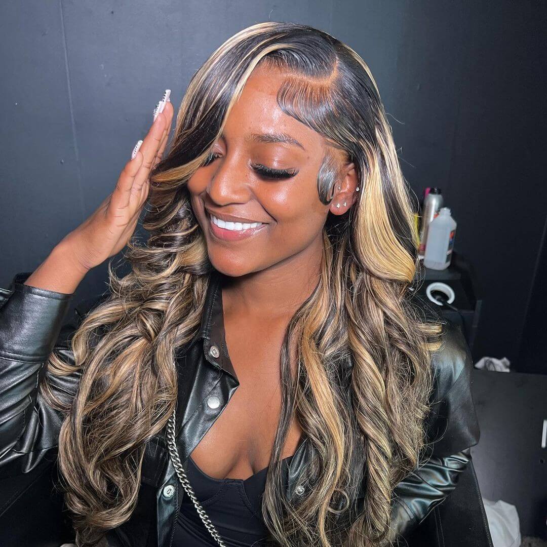 Balayage Highlights 5x5 HD Lace Front Wig Straight Body Wave Human Hair Wigs For Women