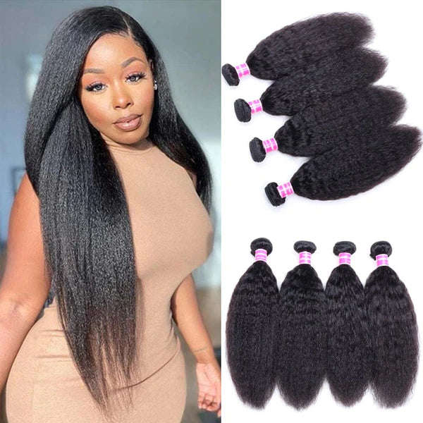 Rose Hair 10A Grade 4 Bundles Kinky Straight Brazilian Virgin Hair Bundles