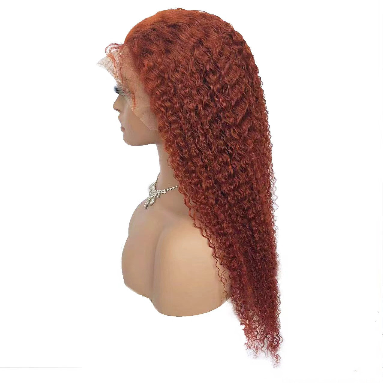 Rose Hair Orange Color Jerry Curly 13x6 Transparent Lace Front Wig 100% Virgin Human Hair