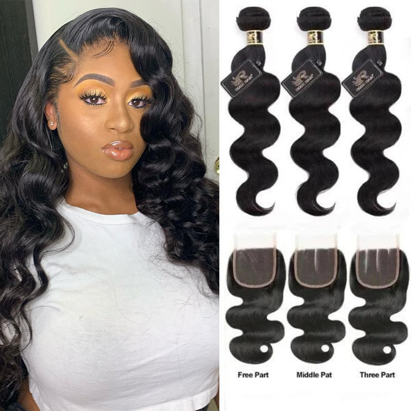 10A Grade Hair Bundles with 5*5 Lace Closure Package Deal - Rose Hair