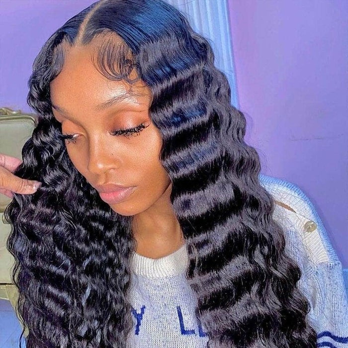 Rose Hair Brazilian Deep Wave Wig 4*4 Lace Closure Human Hair Wig