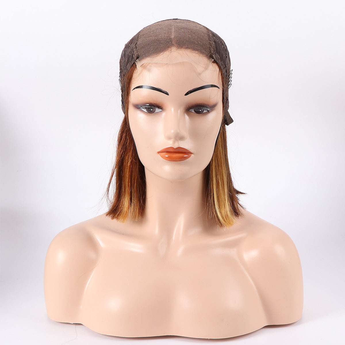 4*4 Lace Closure Human Hair Bob Wigs Middle Part Fashion Color Straight Hair - Rose Hair