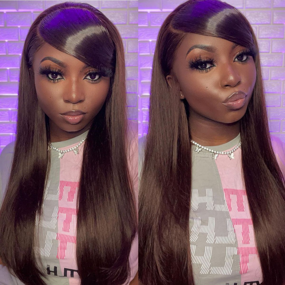 Rose Hair Brown Color Straight Hair 13x4 Lace Front Wig Human Hair Wig For Black Women
