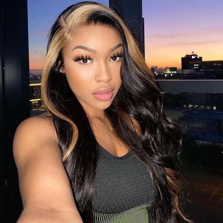 Skunk Stripe Wig Body Wave Wig Highlight Tl27 Ombre Color 13x4 HD Lace Front Wig 100% Virgin Human Hair Wig Rosehair