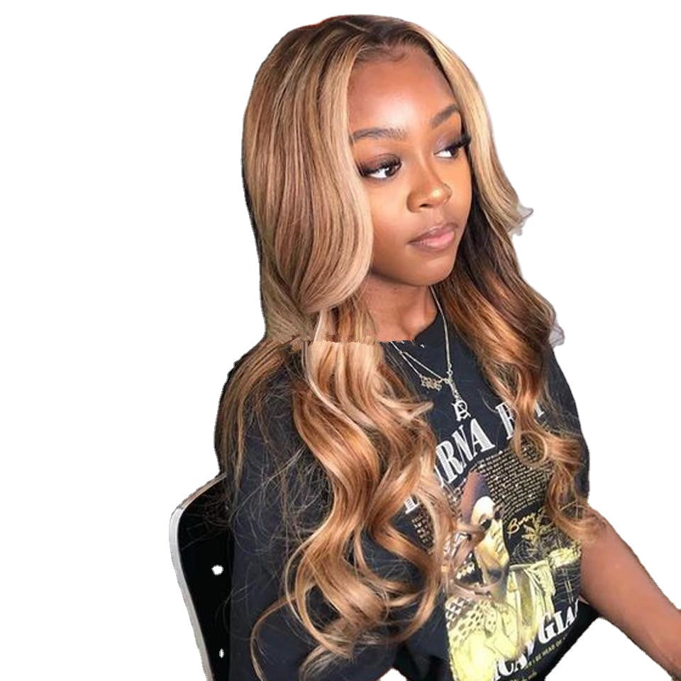 Rose Hair Beyonce Style Honey Piano Highlights T Part Lace Frontal Wig 150%Density - Rose Hair