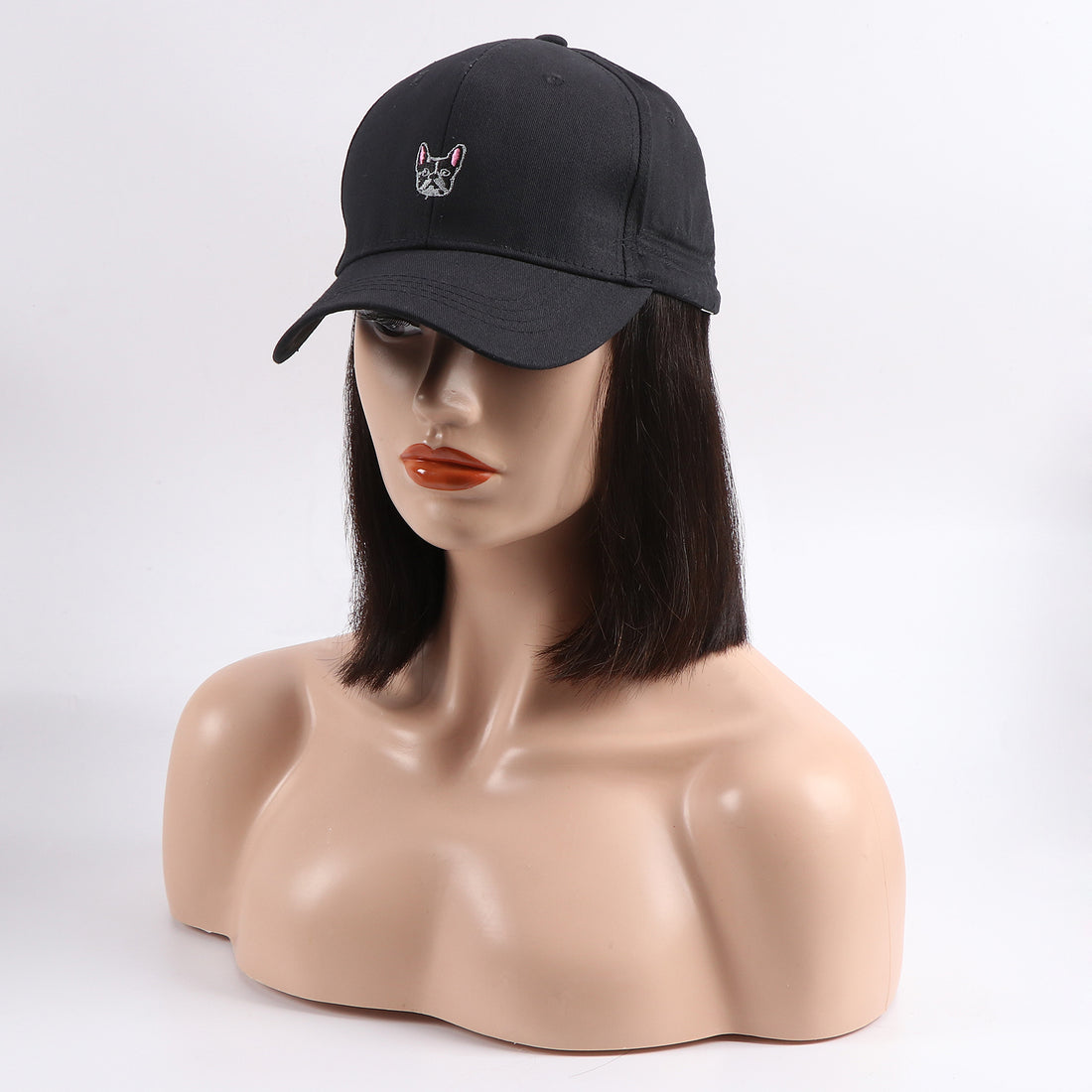 RoseHair Baseball Cap Hair Wig Natural Black Super Easy Affordable Human Hair Wig - Rose Hair