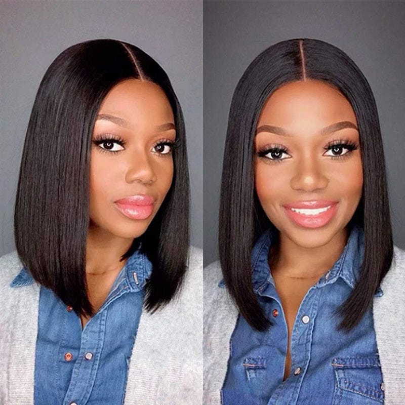 Short Straight Bob V Part Wigs Meets Real Scalp No Leave Out Beginner Friendly Easy Wear