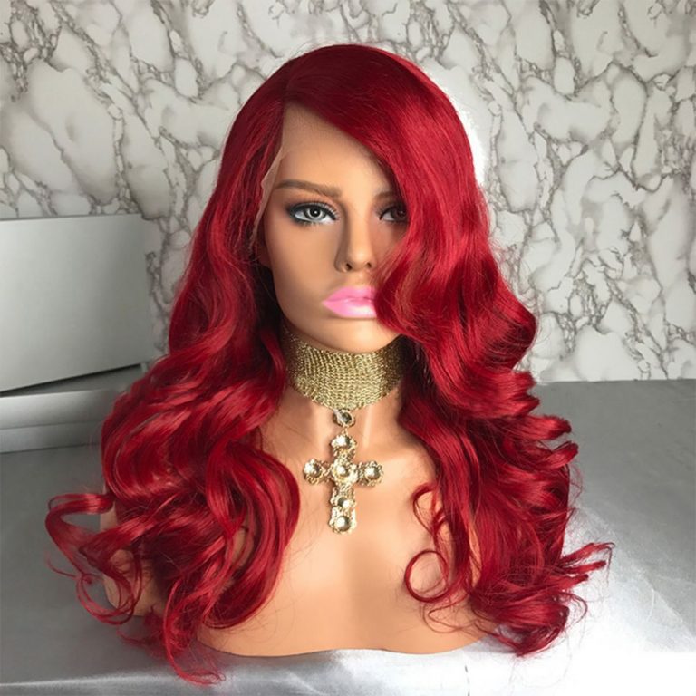 13x6 Lace Front Wigs Redwine Color Body Wave Human Hair Lace Wigs