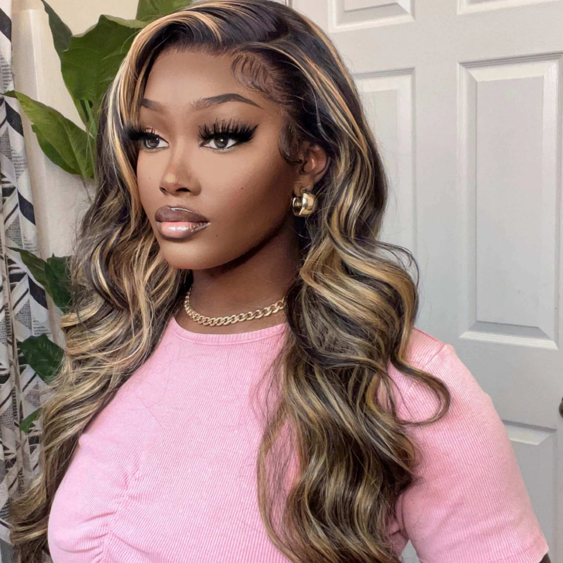 Balayage Highlight Color 13*4 HD Lace Wigs Free Part Body Wave 180% Density For Women