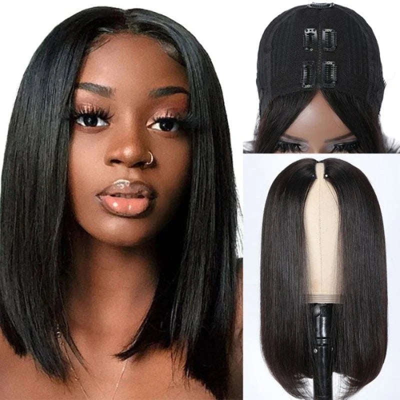 Short Straight Bob V Part Wigs Meets Real Scalp No Leave Out Beginner Friendly Easy Wear