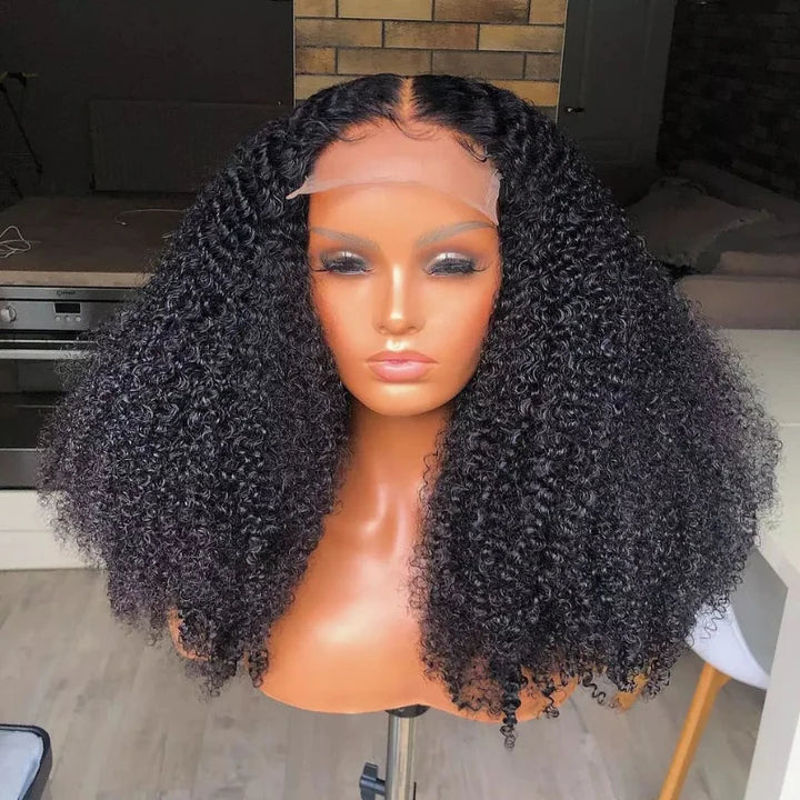 Rose Hair 5x5 HD Lace Closure Wig Afro Kinky Curly Glueless Clear Lace Wigs 180% Density