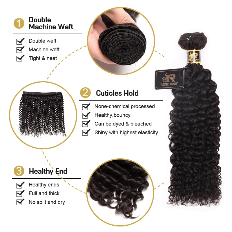 Rosehair 10A Grade Brazilian Curly 4 Bundles Virgin Hair With 4*4 Lace Closure - Rose Hair