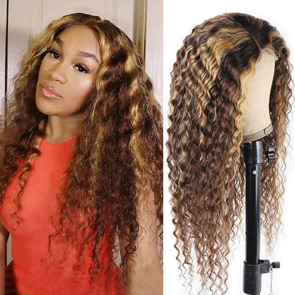 Honey Blonde Color Deep Wave 5×5 HD Lace Closure Human Hair Wig