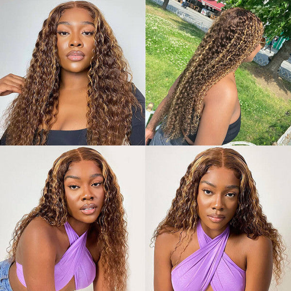 Rose Hair Deep Wave Highlight Lace Front Wigs 16-26inches 180% Density