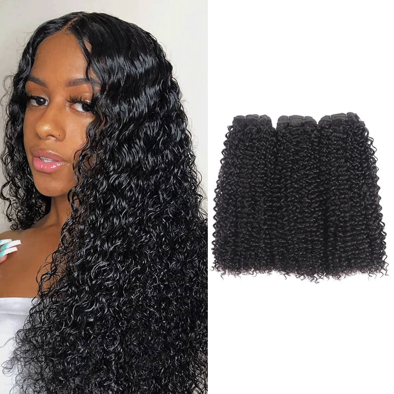 Rosehair 15A Grade Double Drawn Full End Unprocessed 3 Bundles Kinky Curly Brazilian Hair Natural Black - Rose Hair