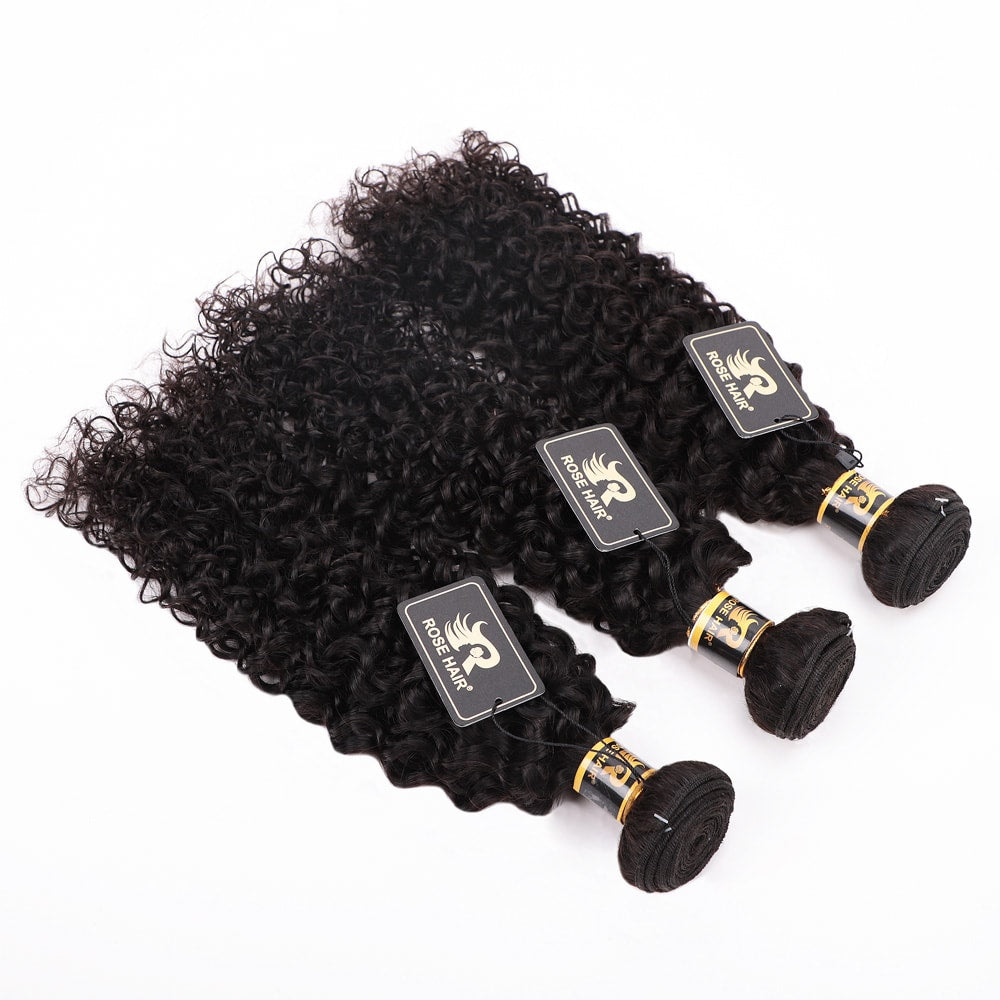 10A Grade 3PCS Kinky Curly Best Brazilian Virgin Hair Bundles - Rose Hair