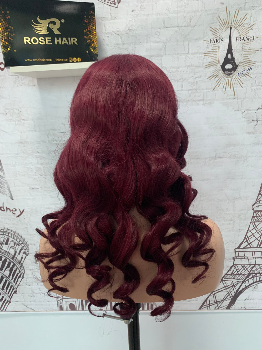 Rose Hair Human Virgin Hair Burgundy Color Hair Lace Frontal Loose Wave Wig - Rose Hair