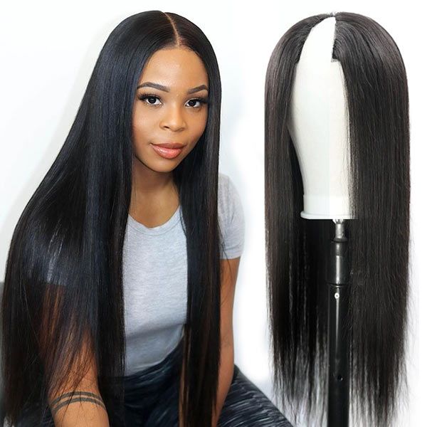 Straight Hair V Part Wigs No Leave Out Natural Scalp Protective Wigs Beginner Friendly
