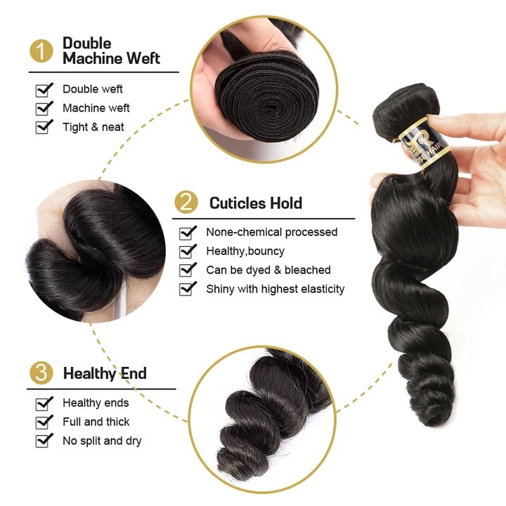 Rosehair 10A Grade Brazilian Loose Wave 4 Bundles Virgin Hair With 4*4 Lace Closure - Rose Hair