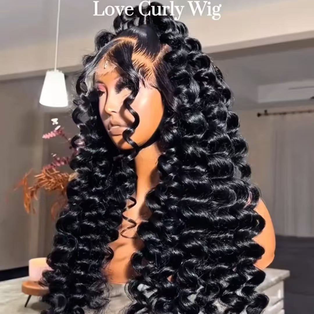 Rose Hair Love Curly Wave 13x6 HD Lace Wig Human Hair Wig 250% High Density