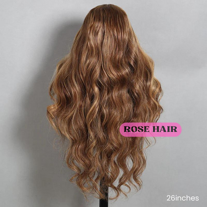 Pre-Cut 13x4 Glueless Lace Front Highlight Piano Colored Wig Easy-Wear Upgrade HD Lace Natural Hairline Human Hair Wig Beginner-Friendly