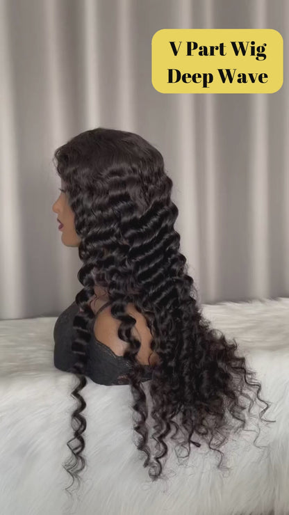 Rose Hair Deep Wave V Part Wig Human Hair Wig