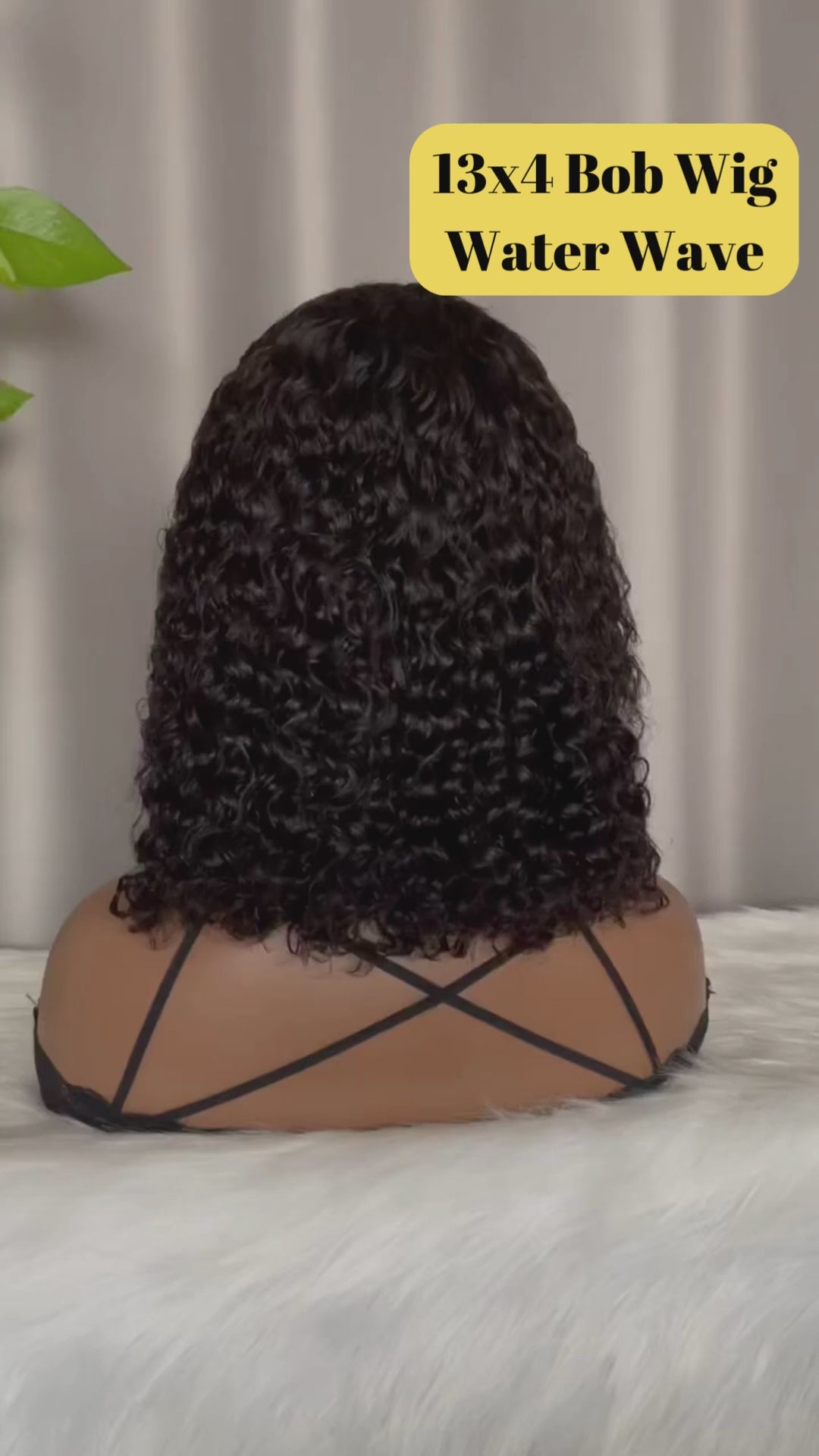 Rose Hair Water Wave Natural Black 13x4 Lace Bob Wig Human Hair Wig