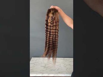 Rose Hair Highlights Deep Wave Wig 13×6 Lace Frontal Wig