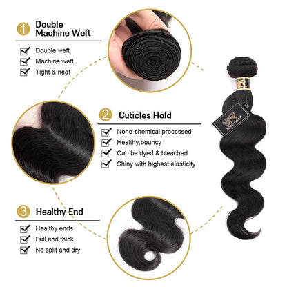 Rose Hair 10A Grade 3 Bundles Body Wave Brazilian Virgin Hair Bundles