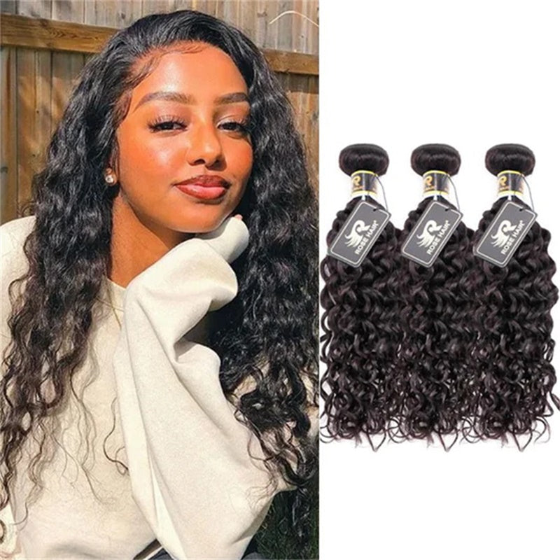 Rose Hair 15A Grade 3 Bundles Water Wave Brazilian Virgin Hair Bundles
