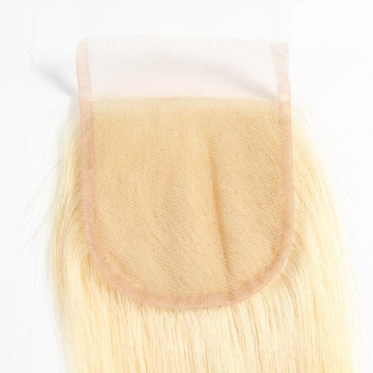 Rose Hair Blonde 613 Color 1Pcs Straight Hair 4x4 Lace Closure Brazilian Virgin Hair