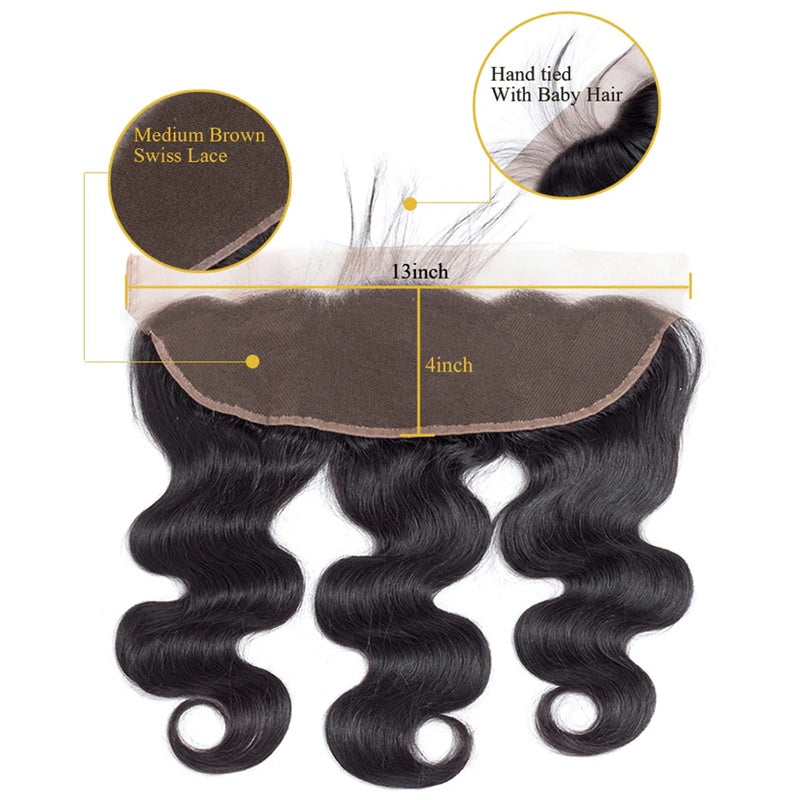 Rose Hair 1Pcs Body Wave 13x4 Lace Frontal Brazilian Virgin Hair