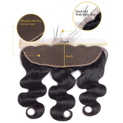 Rose Hair 1Pcs Body Wave 13x4 Lace Frontal Brazilian Virgin Hair
