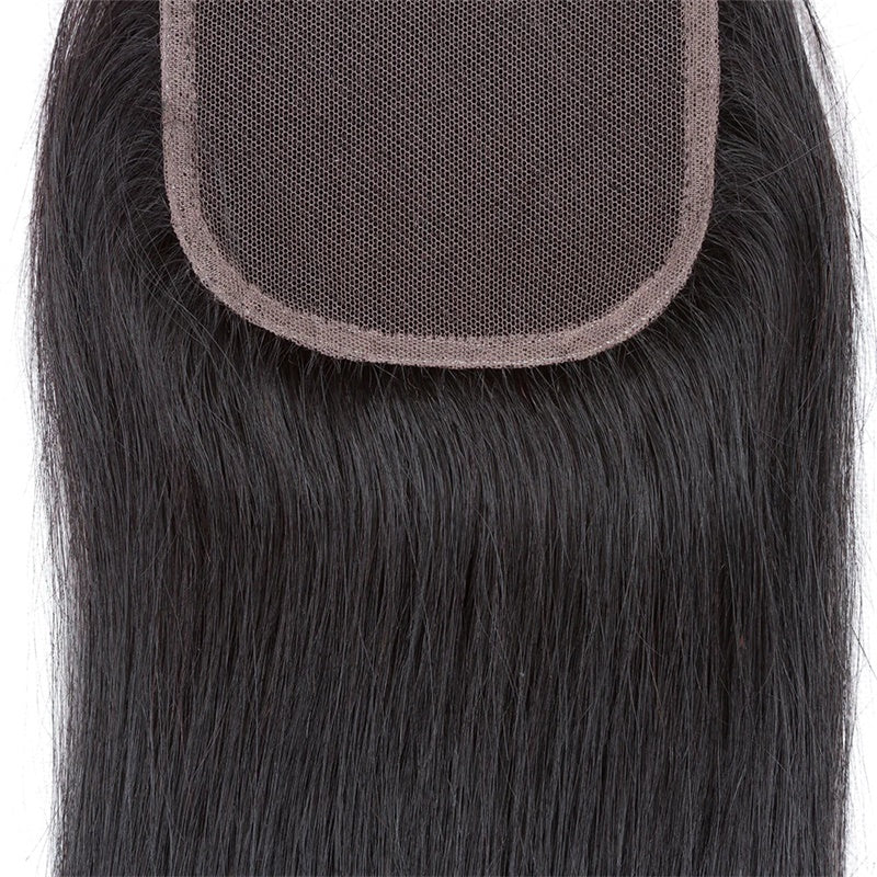 Rose Hair 1Pcs Straight Hair 4x4 Lace Closure Brazilian Virgin Hair