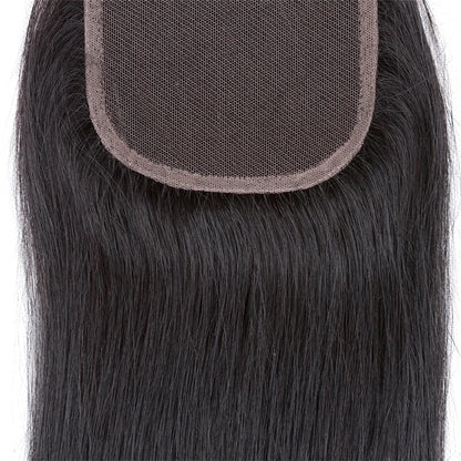 Rose Hair 1Pcs Straight Hair 4x4 Lace Closure Brazilian Virgin Hair