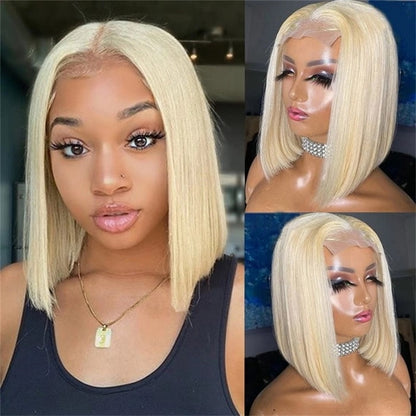 Rose Hair Blonde 613 Color Straight Hair 4x4 lace Closure Bob Wig Human Hair Wig