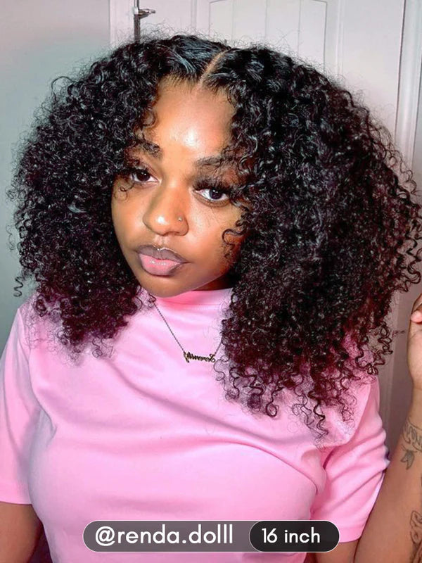 13x4 HD Lace Glueless Mini Knots Kinky Curly Hair Bob Wig Pre-plucked