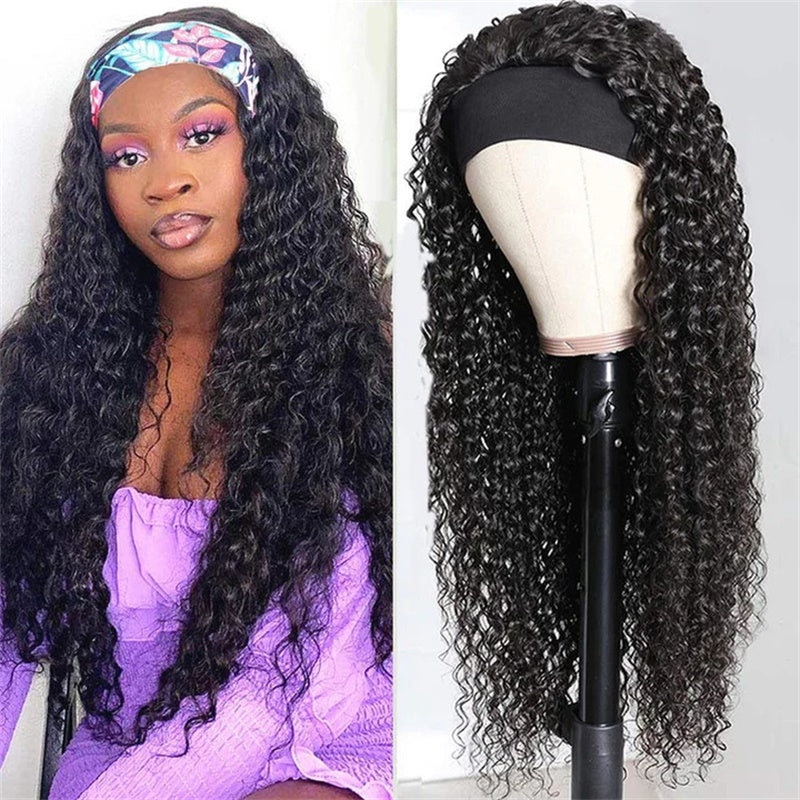 Rose Hair Deep Wave Headband Wig Human Hair Wig