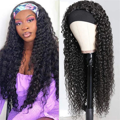 Rose Hair Deep Wave Headband Wig Human Hair Wig