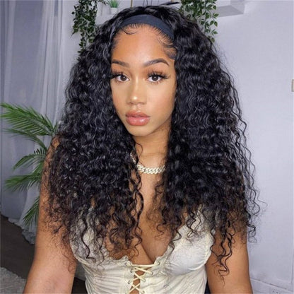 Rose Hair Deep Wave Headband Wig Human Hair Wig